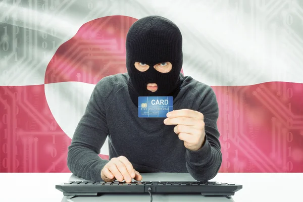 Concept of cybercrime with national flag on background - Greenland — Foto de Stock