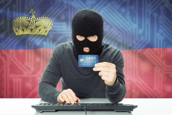 Concept of cybercrime with national flag on background - Liechtenstein — Stok fotoğraf