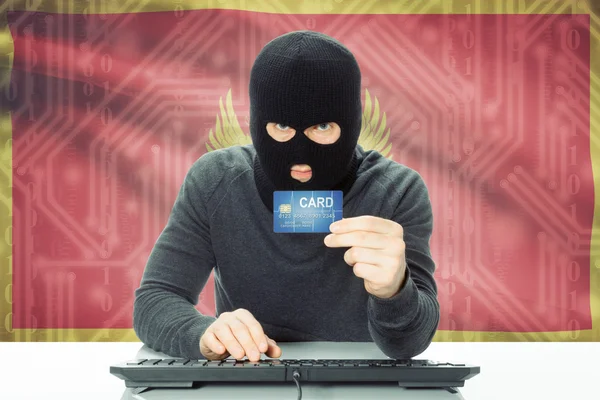 Concept of cybercrime with national flag on background - Montenegro — Stock Photo, Image