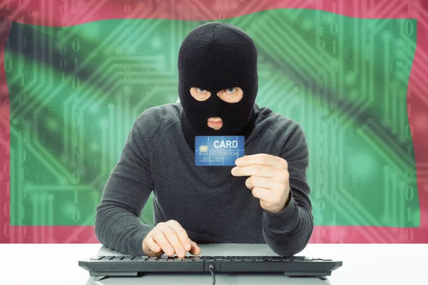 Concept of cybercrime with national flag on background - Maldives — Foto de Stock