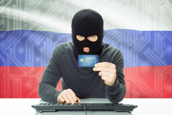 Concepto de delito informático con la bandera nacional de fondo - Rusia — Foto de Stock