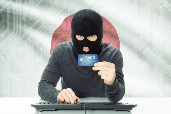 Concept of cybercrime with national flag on background - Japan — Stok fotoğraf