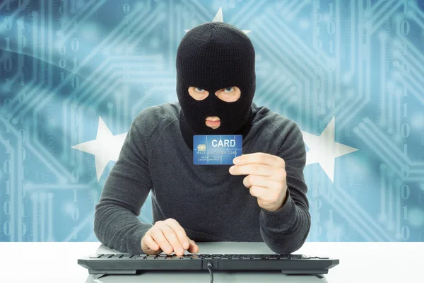 Concept of cybercrime with national flag on background - Micronesia —  Fotos de Stock