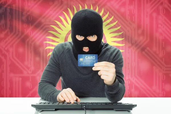 Concept of cybercrime with national flag on background - Kyrgyzstan — Foto Stock