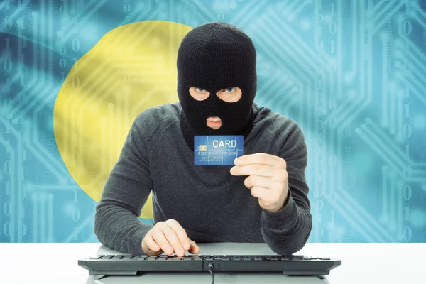 Concept of cybercrime with national flag on background - Palau — Stock Photo, Image