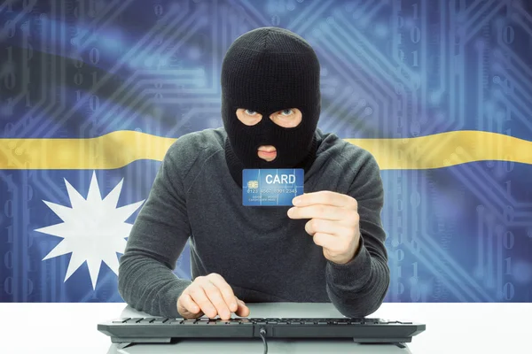 Concept of cybercrime with national flag on background - Nauru — Stock Photo, Image