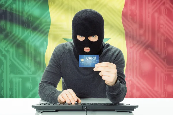 Concept of cybercrime with national flag on background - Senegal — Stock Photo, Image