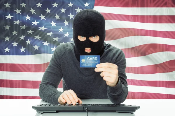 Concept of cybercrime with national flag on background - United States —  Fotos de Stock