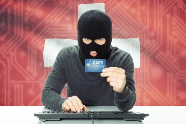 Concept of cybercrime with national flag on background - Switzerland — Stock Photo, Image