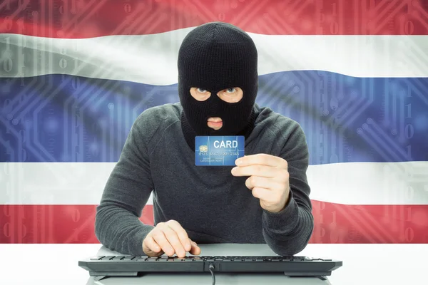 Concept of cybercrime with national flag on background - Thailand — Stock Photo, Image