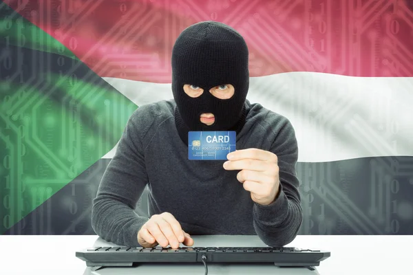 Concept of cybercrime with national flag on background - Sudan — Stock Photo, Image