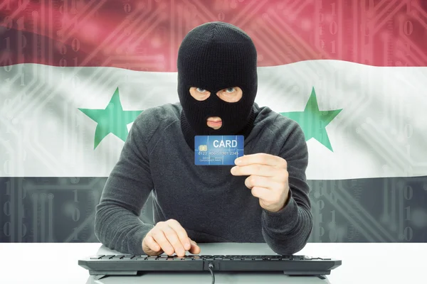 Concept of cybercrime with national flag on background - Syria — Stock Photo, Image