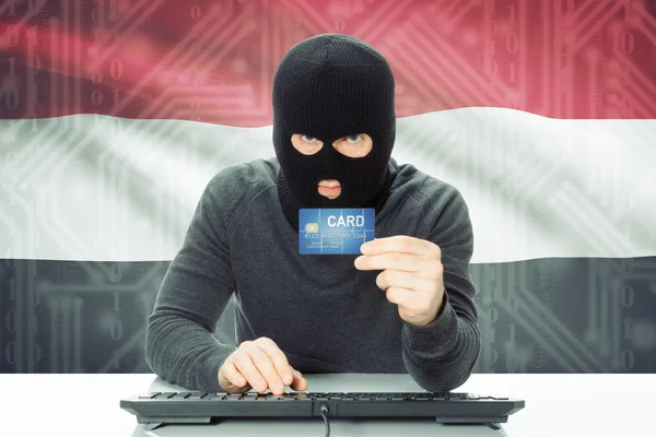 Concept of cybercrime with national flag on background - Yemen — Stock Photo, Image