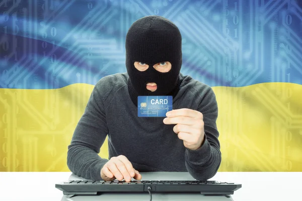 Arka plan - Ukrayna Ulusal bayrağını ile Siber Suçlar kavramı — Stok fotoğraf