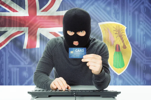 Concept of cybercrime with national flag on background - Turks and Caicos Islands —  Fotos de Stock