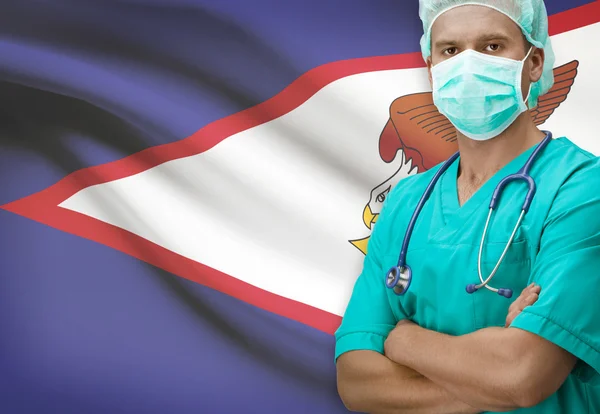 Surgeon with flag on background series - American Samoa — Stock Photo, Image