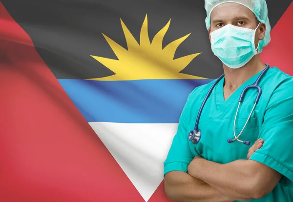 Surgeon with flag on background series - Antigua and Barbuda — Stock Photo, Image