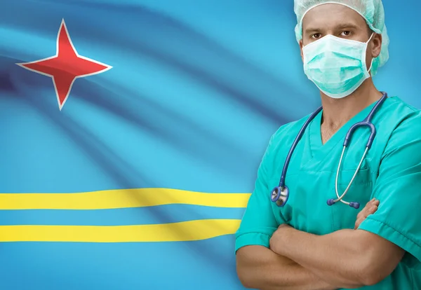 Chirurg z flagi na tle serii - Aruba — Zdjęcie stockowe