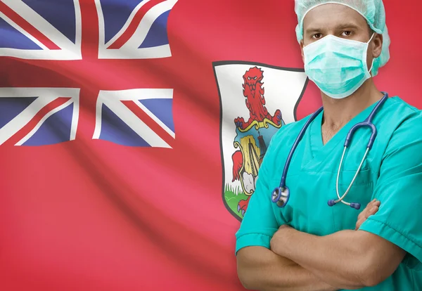 Surgeon with flag on background series - Bermuda — Stock Photo, Image