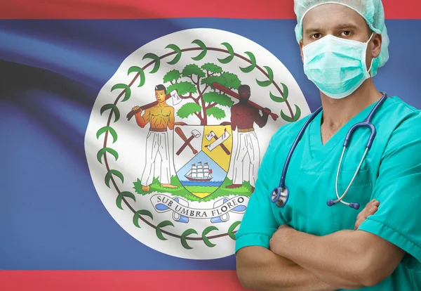 Surgeon with flag on background series - Belize — Stock Photo, Image