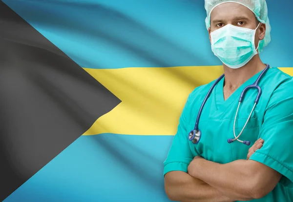 Surgeon with flag on background series - Bahamas — Stock Photo, Image