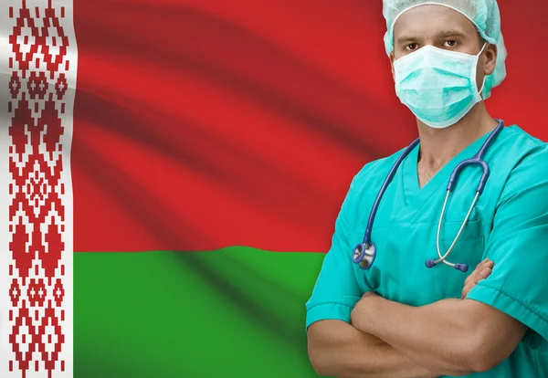 Surgeon with flag on background series - Belarus — Stock Photo, Image