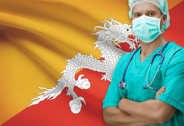 Chirurg z flagi na tle serii - Bhutan — Zdjęcie stockowe