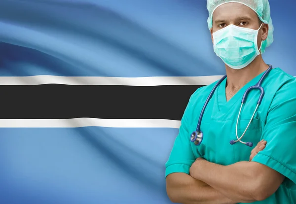 Chirurgo con la bandierina sulla serie della priorità bassa - Botswana — Foto Stock