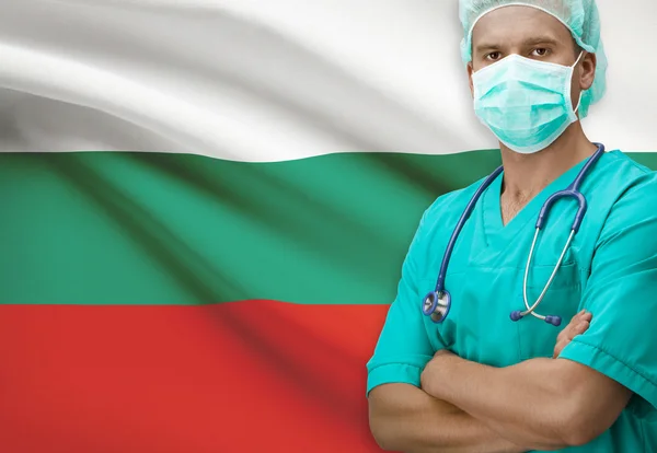 Surgeon with flag on background series - Bulgaria — Stock Photo, Image