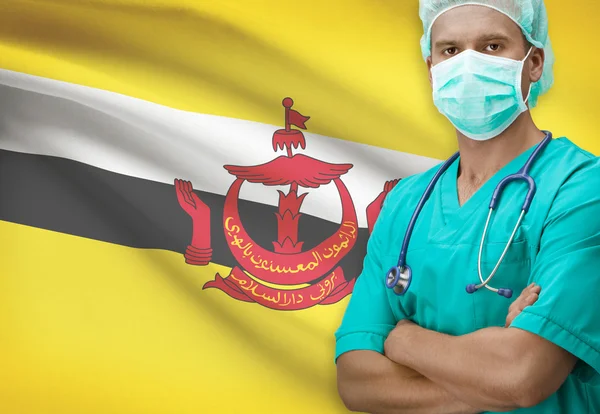 Surgeon with flag on background series - Brunei — Stock Photo, Image