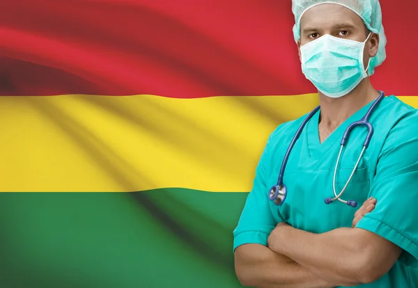 Chirurgo con la bandierina sulla serie della priorità bassa - Bolivia — Foto Stock