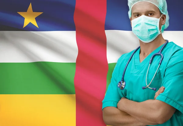 Surgeon with flag on background series - Central African Republic — Zdjęcie stockowe