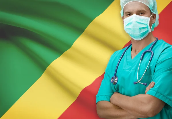 Surgeon with flag on background series - Congo-Brazzaville — Stock Photo, Image