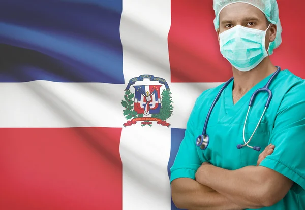 Surgeon with flag on background series - Dominican Republic — Stock Photo, Image