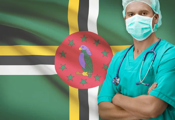 Surgeon with flag on background series - Dominica — Stock Photo, Image