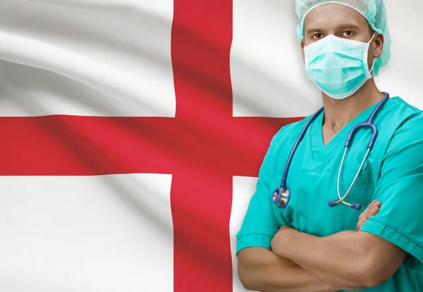 Surgeon with flag on background series - England — Stock Photo, Image