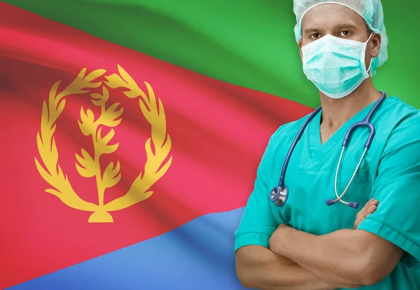 Surgeon with flag on background series - Eritrea — Stock Photo, Image