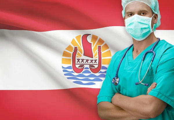Surgeon with flag on background series - French Polynesia — Stock Photo, Image