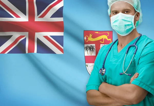 Surgeon with flag on background series - Fiji — Stock Photo, Image