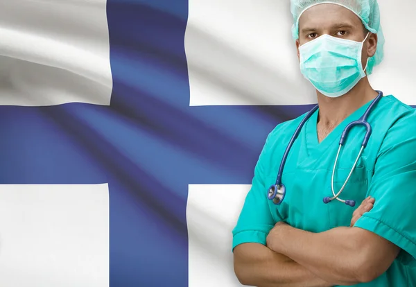 Surgeon with flag on background series - Finland — Stock Photo, Image