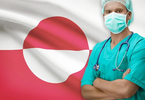 Surgeon with flag on background series - Greenland — Stock Photo, Image