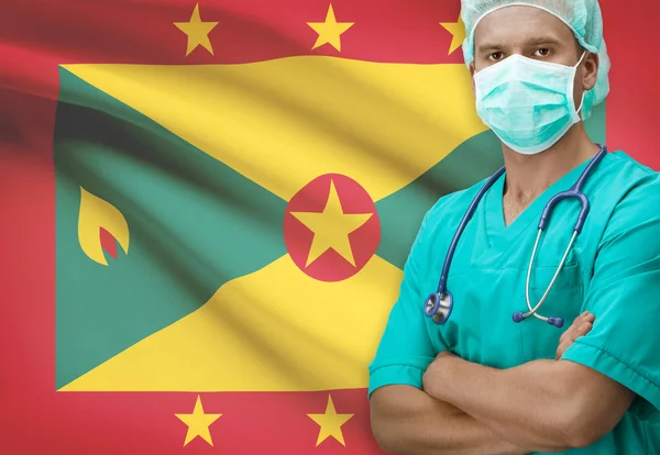 Surgeon with flag on background series - Grenada — Stock Photo, Image
