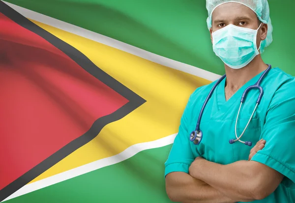 Surgeon with flag on background series - Guyana — Stock Photo, Image