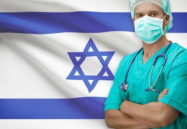 Surgeon with flag on background series - Israel — Stock Photo, Image