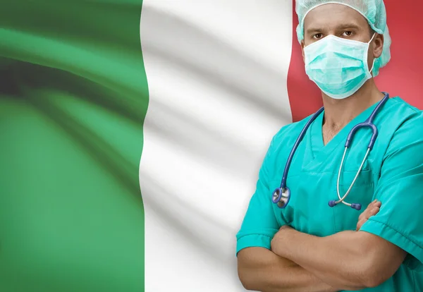 Surgeon with flag on background series - Italy — Stock Photo, Image