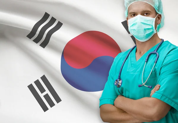 Cirurgião com bandeira na série de fundo - Coreia do Sul — Fotografia de Stock