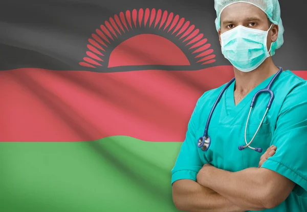 Surgeon with flag on background series - Malawi — Stock Photo, Image