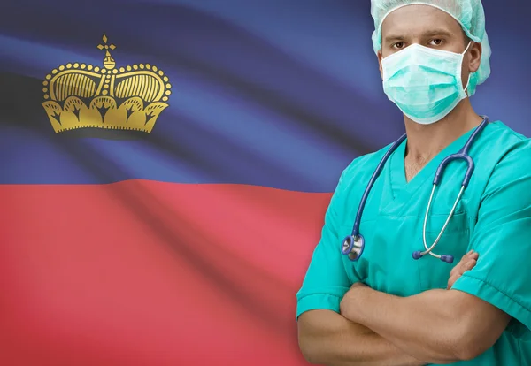 Surgeon with flag on background series - Liechtenstein — Stock Photo, Image