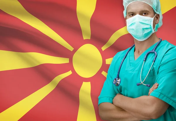 Surgeon with flag on background series - Macedonia — Stock Photo, Image