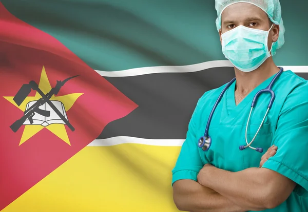 Surgeon with flag on background series - Mozambique — Stock Photo, Image